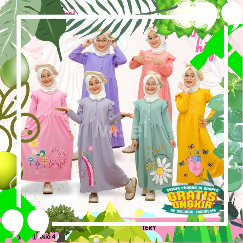 Gamis anak usia 3 - 10 Tahun Pakaian Muslim Anak Perempuan   Gamis anak Murah/ edisi lebaran2023