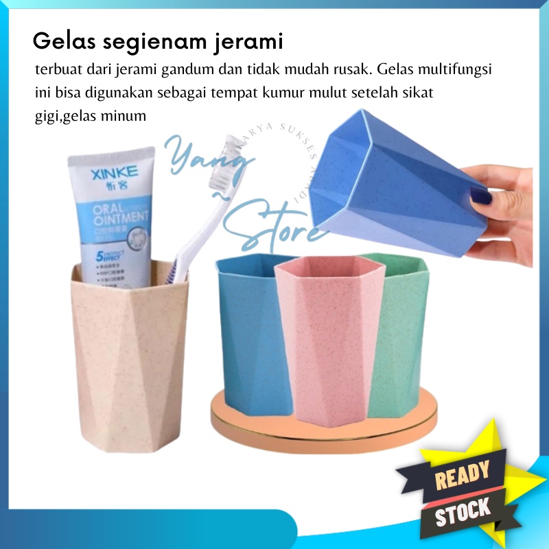 YGS -C311- Gelas Plastik Jerami Segienam - Gelas Jerami Gandum Ramah Lingkungan - Gelas Segienam