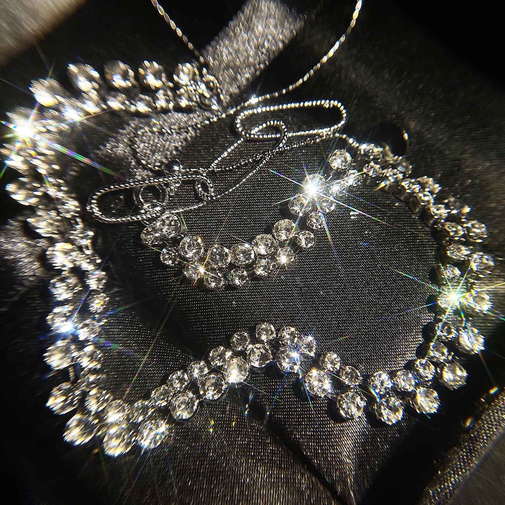 Goldkingdom Fashion Perhiasan Aksesoris Ready Stock Desain Kecil Mikro Inset Penuh Berlian Rantai Logam Sambungan Kerah Rantai Ins Angin Ditarik Kalung Perempuan Neckchain