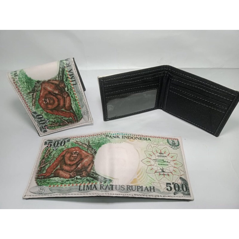 Dompet pria gambar uang / dompet uang mainan bahan kulit