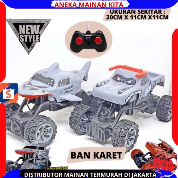 Mainan Anak Mobil RC Rock Crawler Shark Monster Remote Control Hiu