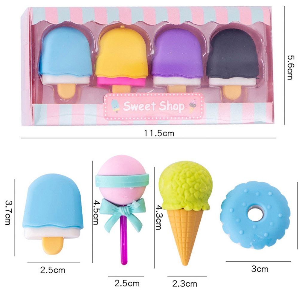 

PAMAPO - BC41 4 IN 1 PENGHAPUS PENSIL MODEL ICE CREAM DONAT LOLLIPOP POPSICLE / PENGHAPUS LUCU SET