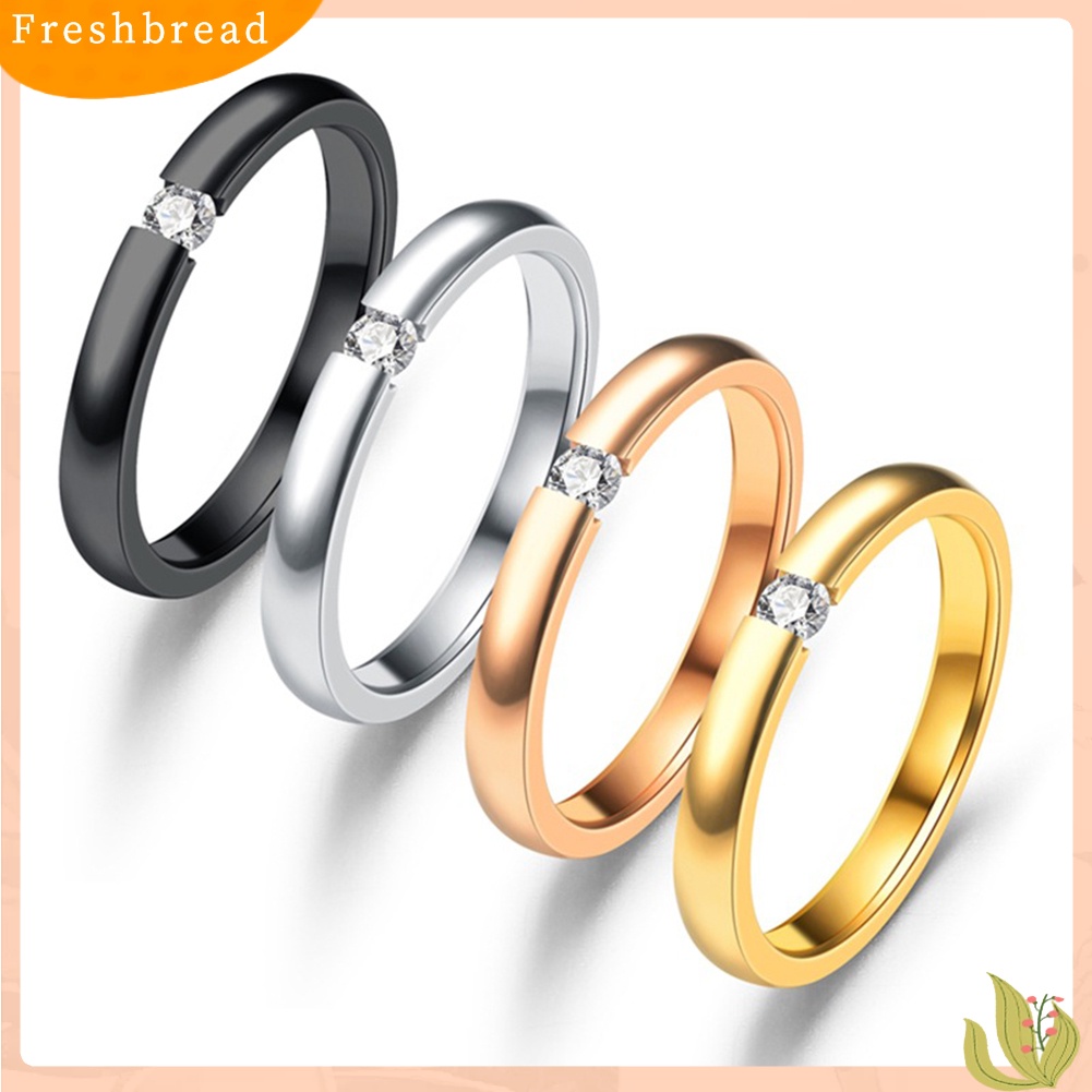 {In Stock} Unisex Fashion Cubic Zirconia Stainless Steel Pasangan Jari Pernikahan Cincin Perhiasan