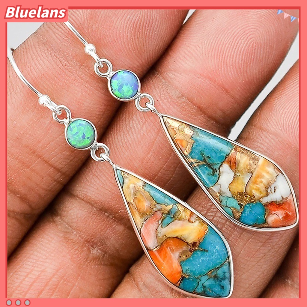 {In Stock} Wanita Tetesan Air Bentuk Berlian Imitasi Menjuntai Telinga Stud Kait Panjang Anting Perhiasan Hadiah