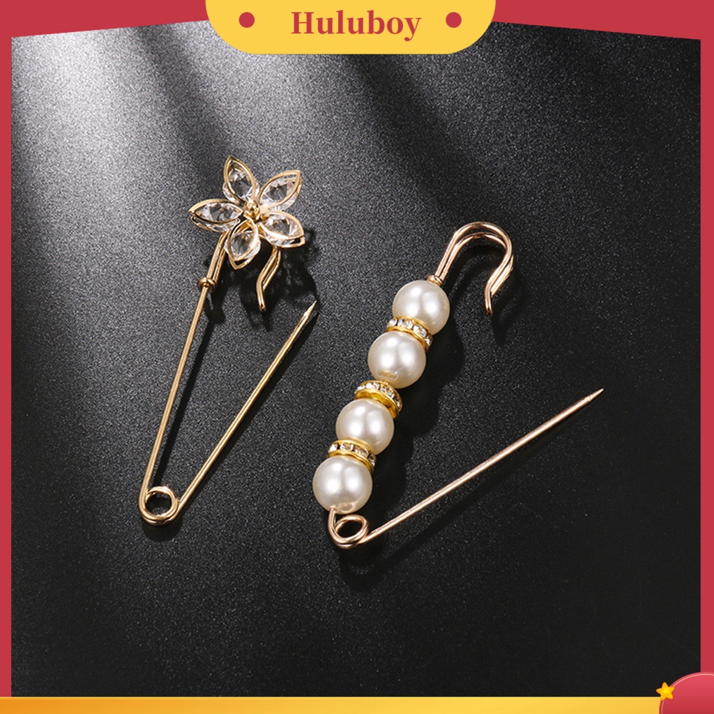 {Ready Stock} 5Pcs Wanita Mutiara Imitasi Pin Besar Hias Bros Perempuan Pinggang Pakaian Klip