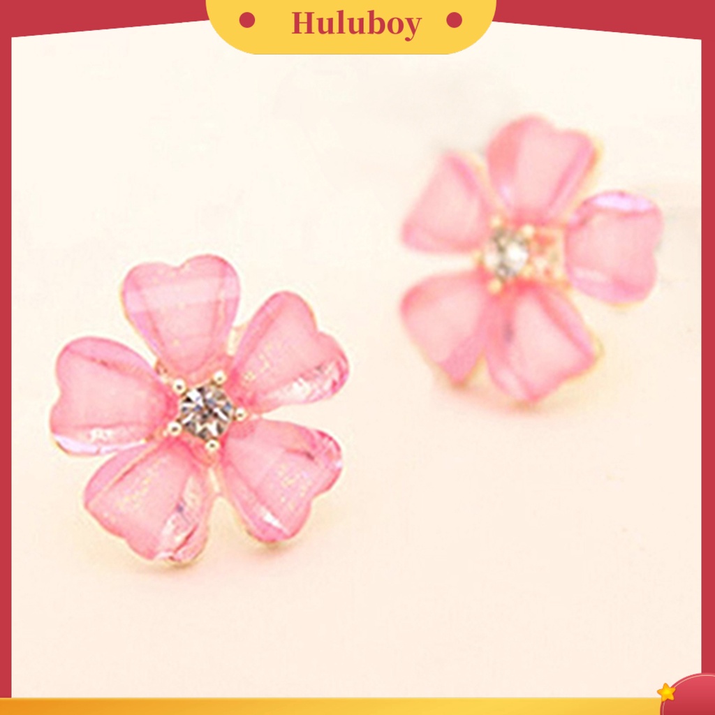 {Ready Stock} Ear Stud Kelopak Berlian Imitasi Motif Bunga Bahan Alloy Indah Berkilau Anting Untuk Wanita