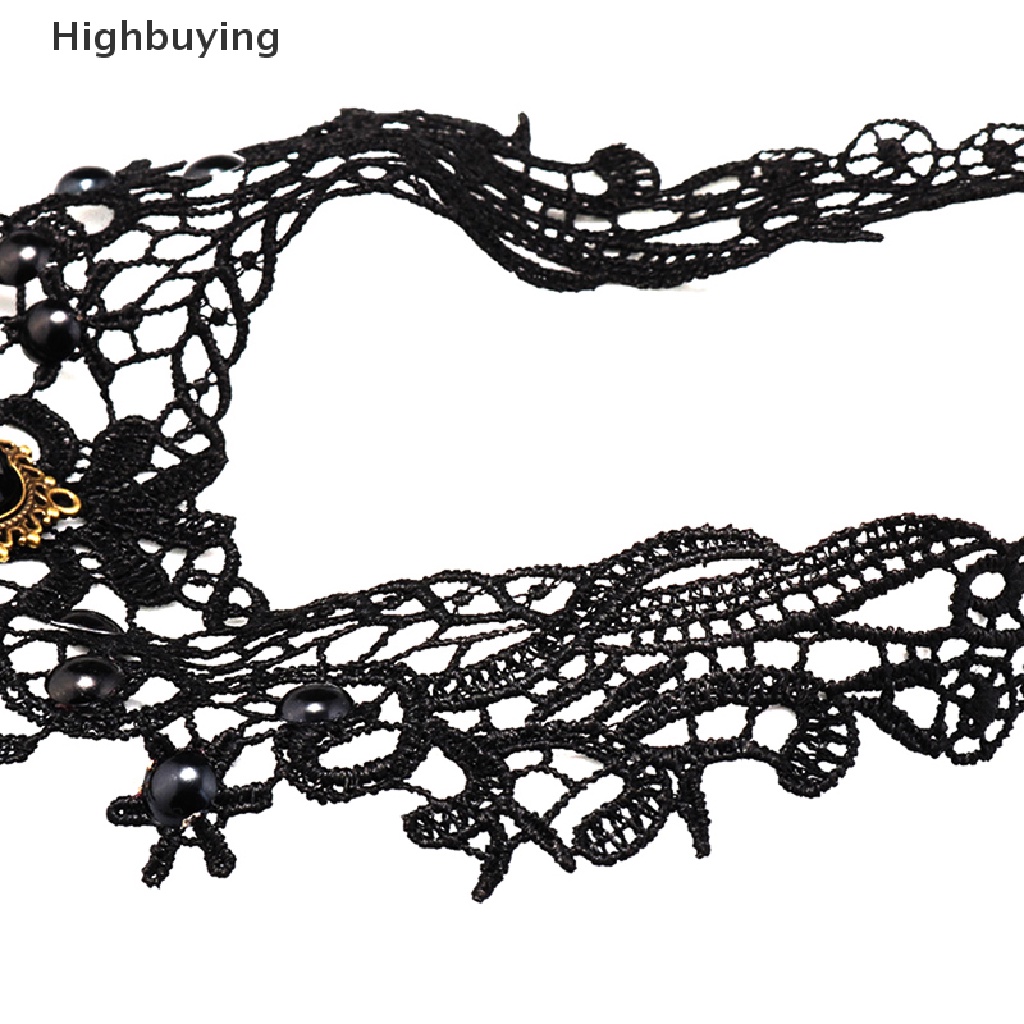 Hbid Wanita Hitam Lace Beads Choker Victorian Sexy Gothic Collar Kalung Hadiah Bagus Glory