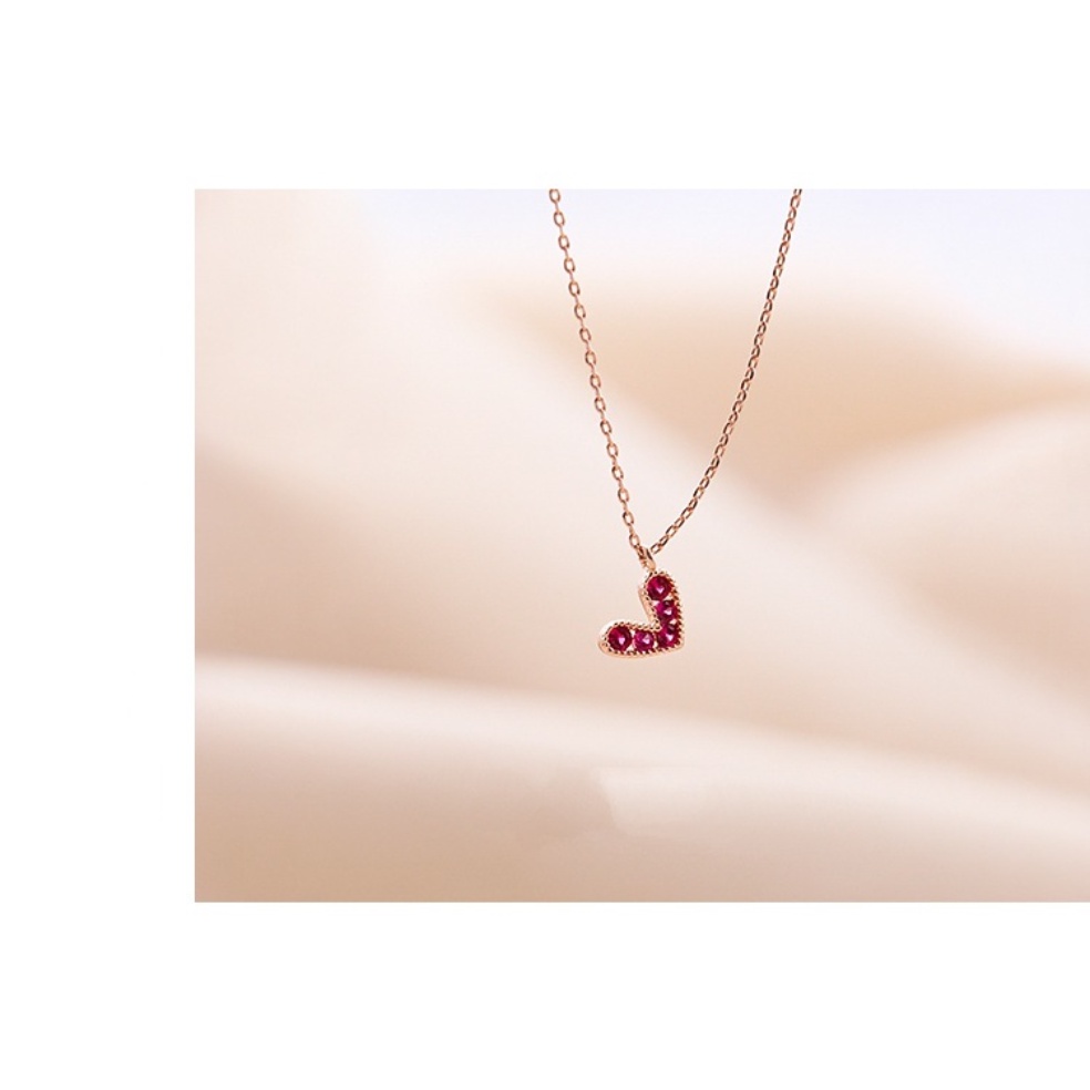 Goldkingdom Fashion Perhiasan Aksesoris Ready Stock Perak Disepuh Merah Cinta Kalung Wanita Korea Sederhana Peach Hati Liontin Rose Gold Disepuh Cewek Kerah Rantai