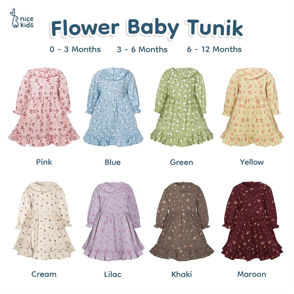 Nice Kids Flower Baby Tunik | Baju Dress Anak