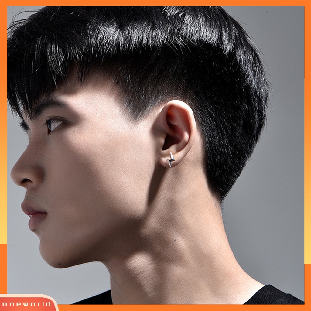 [OWR] 1pc/1pasang Ear Studs Personality Tindik Tiga Dimensi Kelas Tinggi Geometris Hias Nikel Gratis Pria Keren Keren Anting-Anting Perhiasan Aksesori