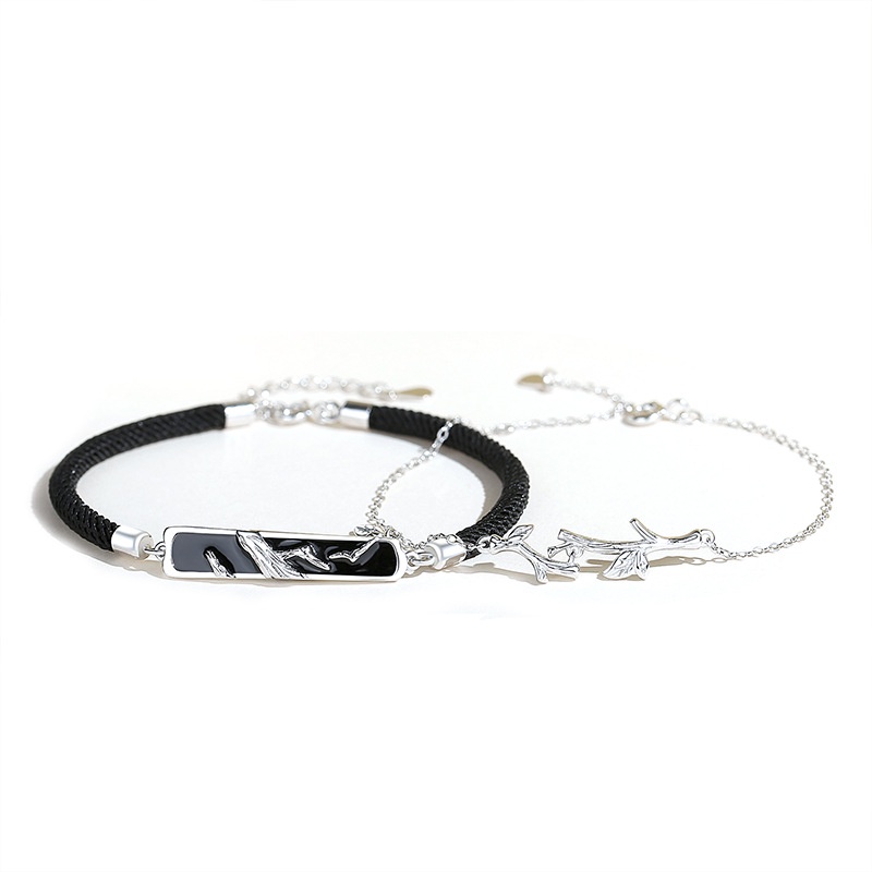 Desain Asli Deadwood Musim Semi Pasangan Gelang Perempuan925 Sterling Silver Mori Series Daun Gelang ins Gelang520Hadiah