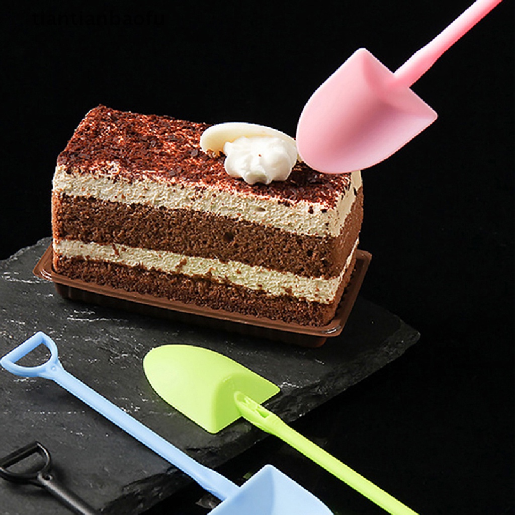 [tiantianbaofu] 100 Pcs Sendok Sekali Pakai Sekop Berbentuk Dessert Plastik Es Krim Sendok Butik