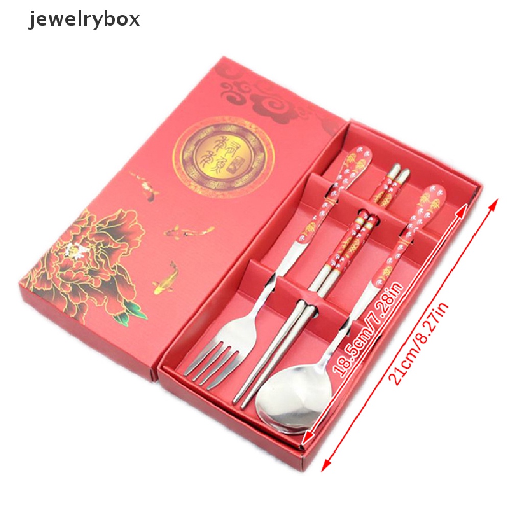 [jewelrybox] Stainless Steel Portabel Kreatif Korea Sumpit Sendok Pribadi Pola Ukiran Laser Tongkat Kartun Anak Hadiah Butik