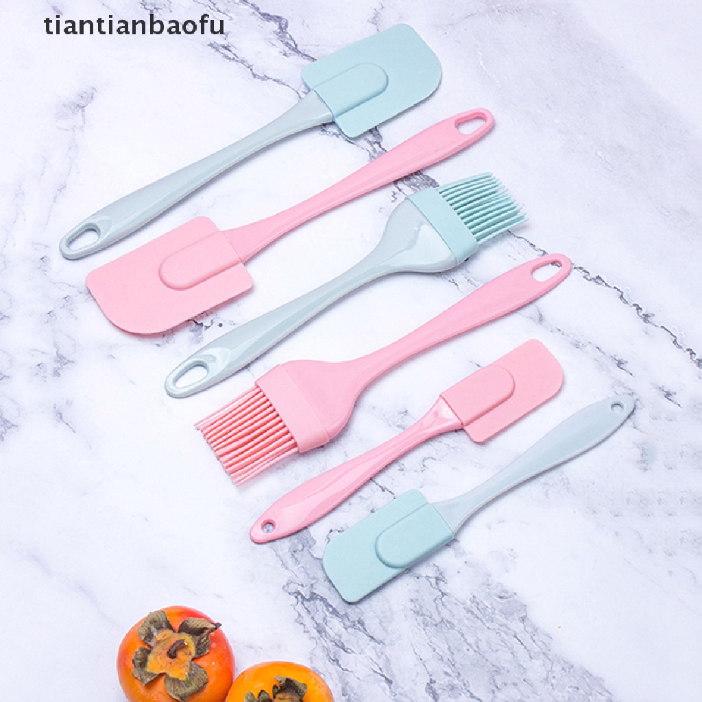 [tiantianbaofu] 3pcs/set Silikon Scraper Baking Tools DIY Kue Butter Cream Spatula Kuas Minyak Butik