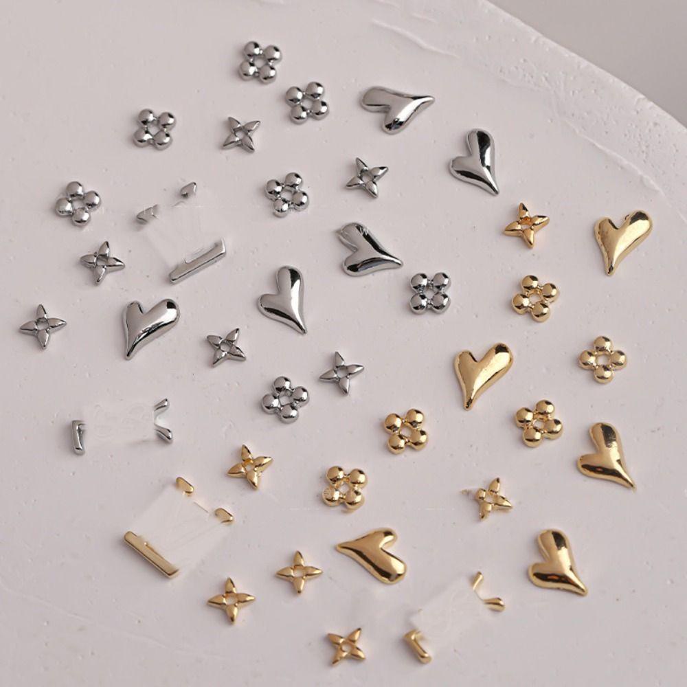 Mxbeauty Alloy Fingertips Dekorasi Gold Silver YSL Punk Nail Trinkets Nail Charms