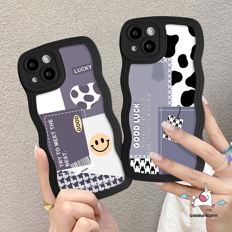 REDMI Redmi10 12C 9A 10A A1 9 10C 9T A1+9C Note 11 10 11Pro 10s 11s 8 9 9s 10Pro Max POCO X3 NFC Pro M3 Mi 11T Pro Art Splicing Pattern Houndstooth Leopard Smiley Soft Wavy Edge Case