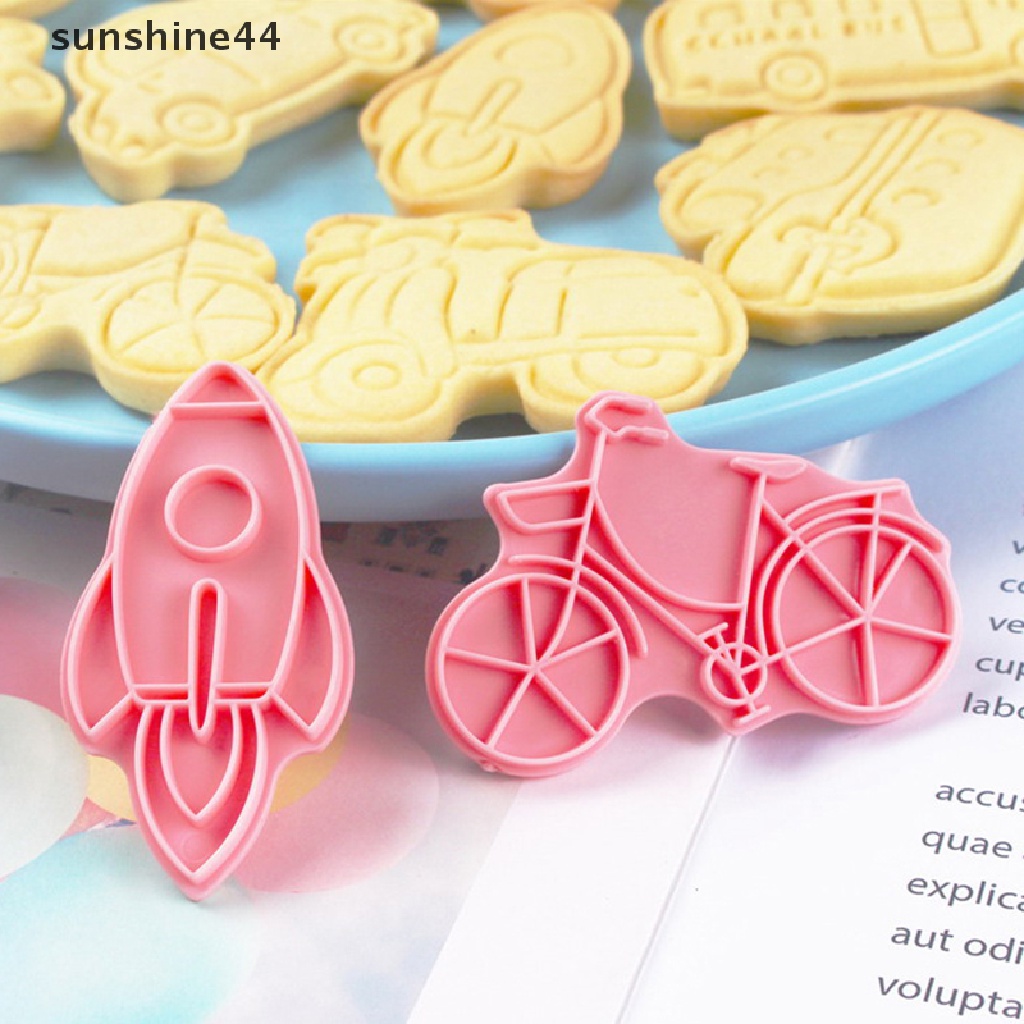 Sunshine 8Pcs Cetakan Biskuit Transportasi Cetakan Kue Kering Cookie Cutters Cake Decorag ID