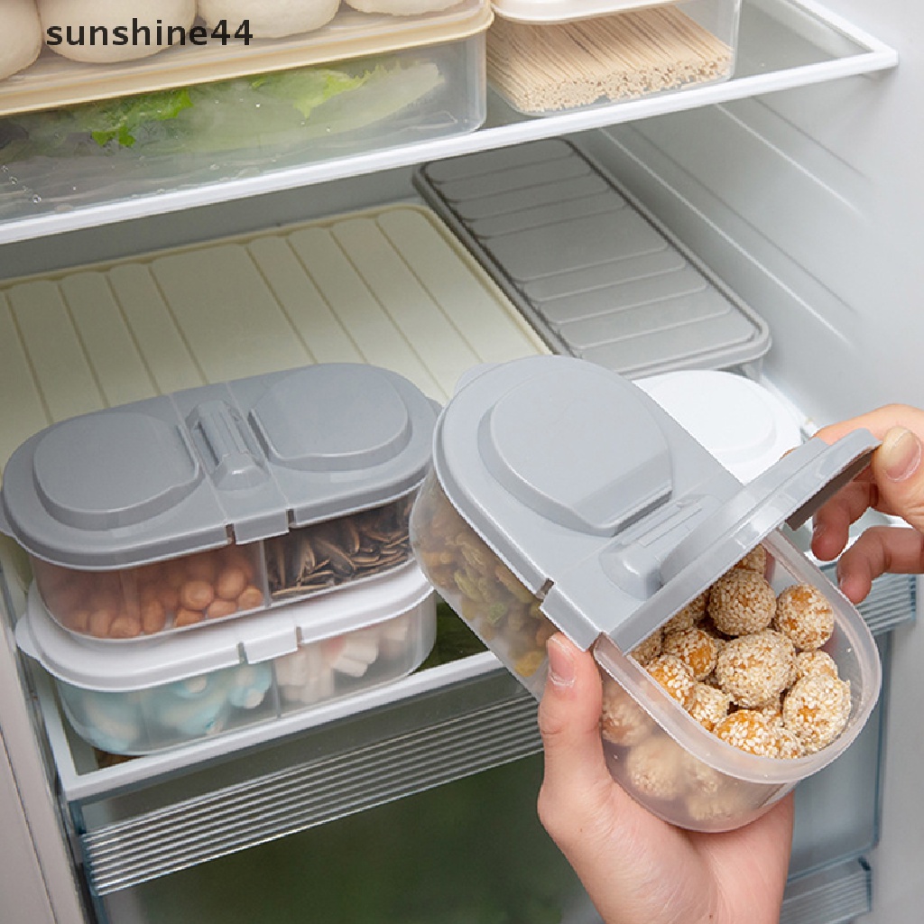 Sunshine Double Compartment With Lid Toples Penyegel Makanan Dan Buah Kotak Penyimpanan Plastik ID