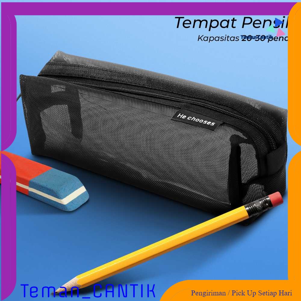 

TC - ATK He chooses Tempat Pensil Jaring Simple Stationery Mesh Zipper Bag - 20HEC