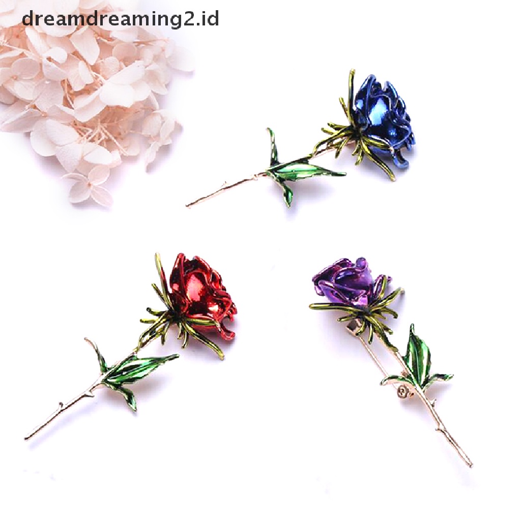 (hot) Fashion Enamel Bunga Mawar Lapel Bros Syal Pin Pernikahan Wanita Perhiasan Hadiah//