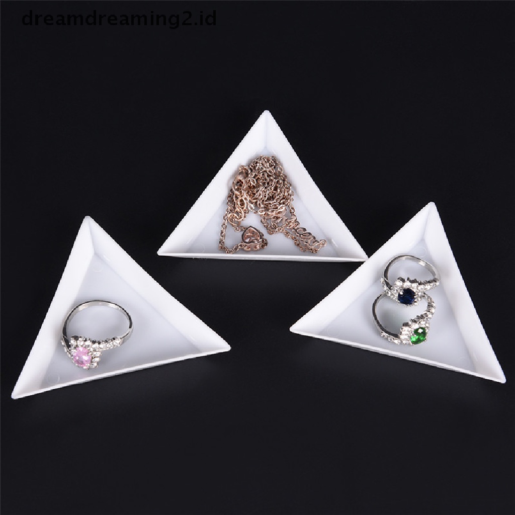 (hot) 10pcs Piring Segitiga Sama Sisi Untuk Perhiasan Manik-Manik Penyimpanan Plastik Lingkungan//