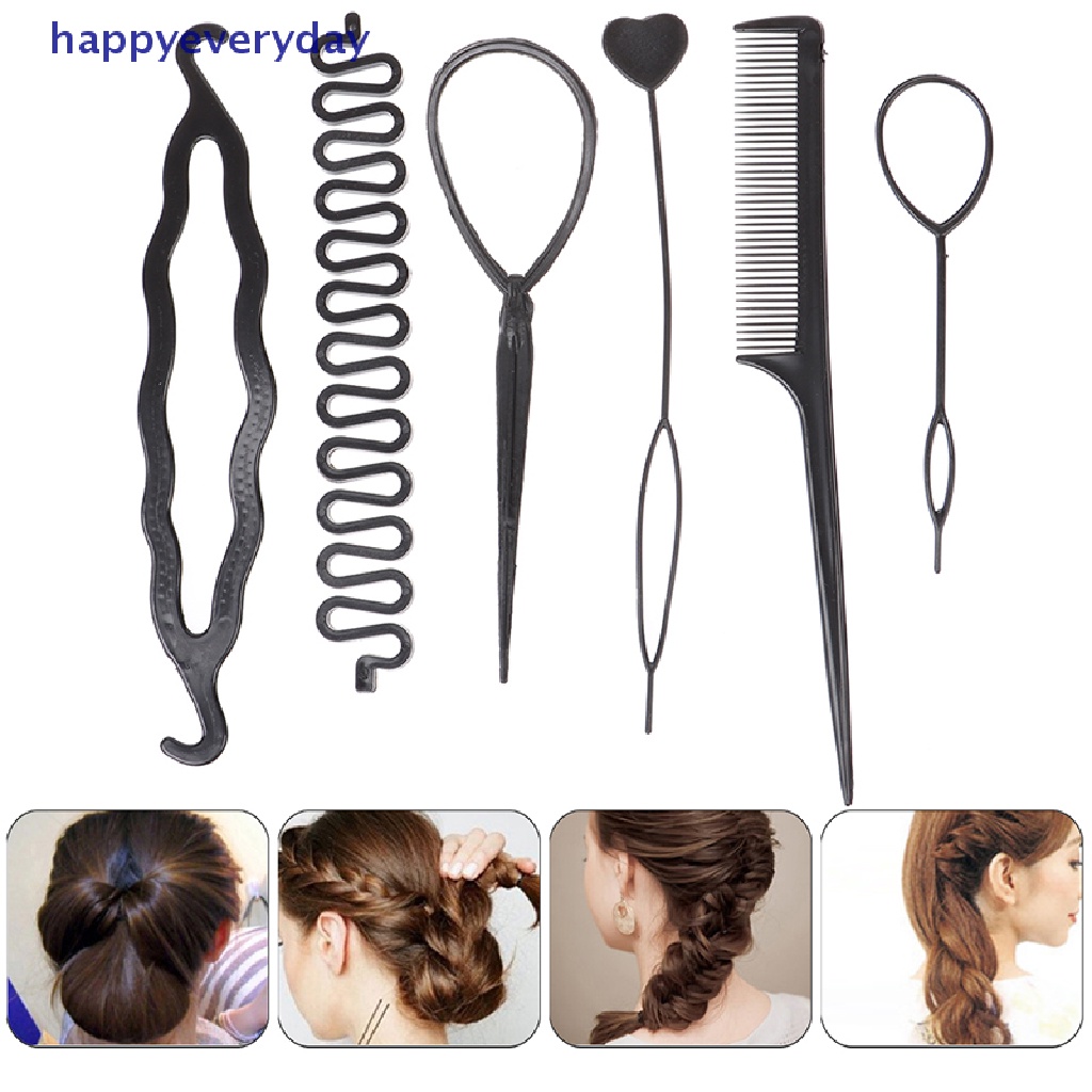 [happy] 6pcs/set Anak Pengeriting Rambut Kepang Pemeliharaan Spiral Twist Alat Styling Rambut [ID]