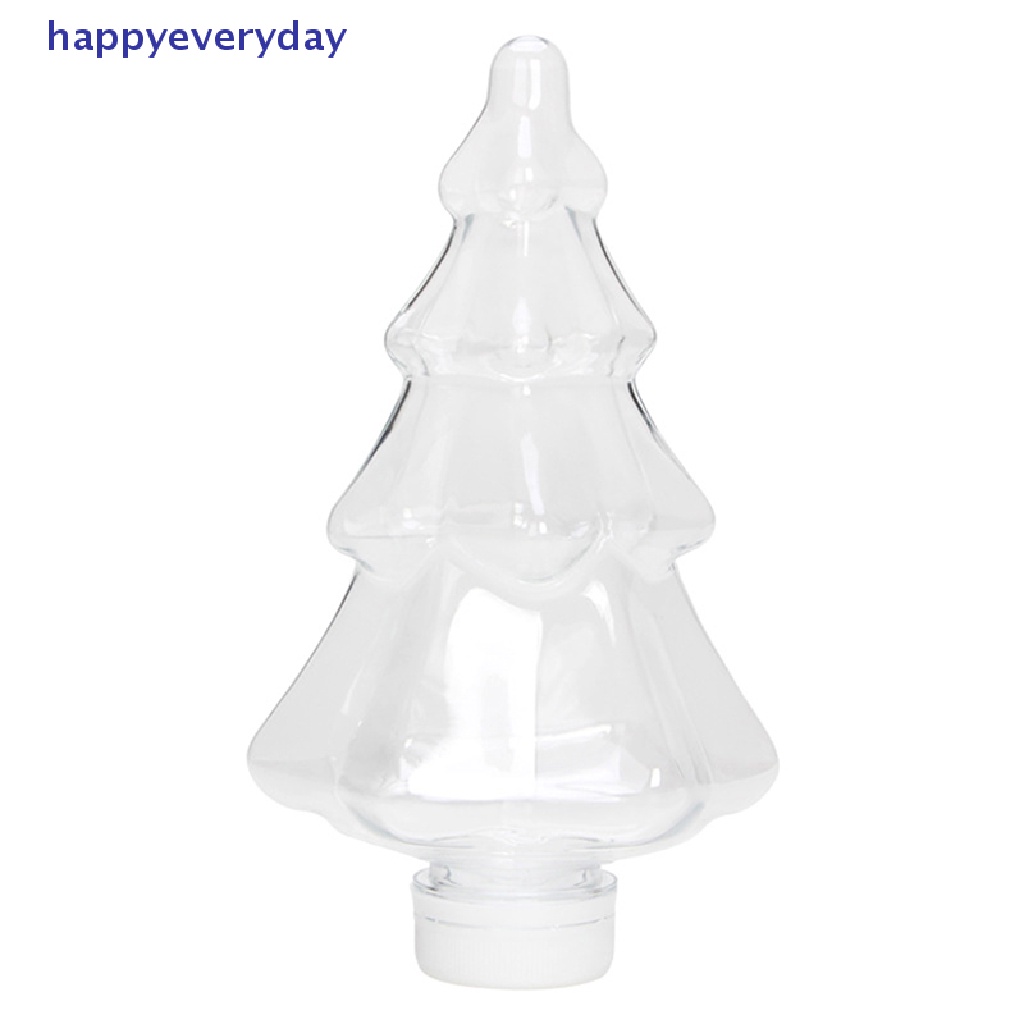 [happy] Christmas Snowman Xmas Tree 400ml Botol Minum Transparan Minuman Dingin Es Kopi Susu Teh Juice Cup [ID]