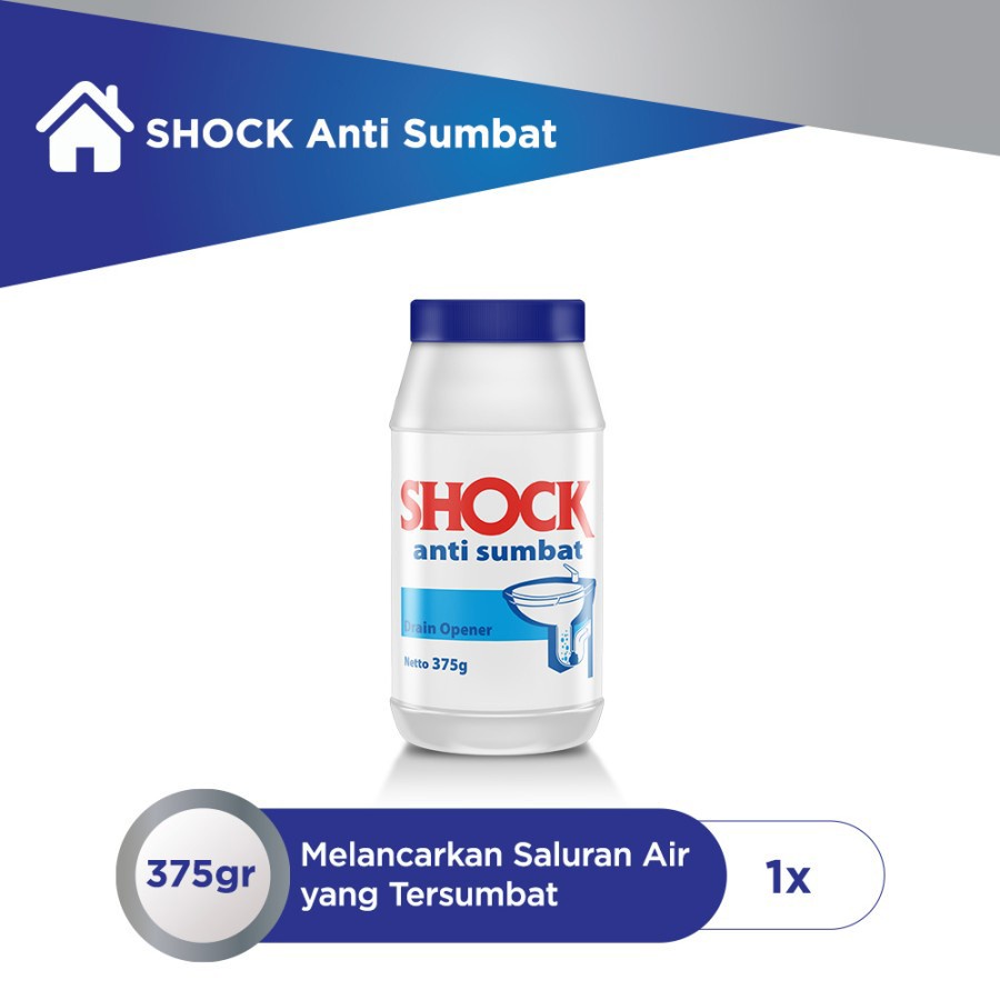 SHOCK Bubuk Anti Sumbat wastafel Toilet Kloset Pipa septik tank 375g Anti Mampet BUBUK ANTI SUMBAT MAMPET PELANCAR SALURAN AIR WC TOILET PIPA//Cairan Anti Mampet Pada WC Westafel / Bubuk Anti Sumbat Mengatasi Wc Wastafel Mampet dengan Cepat dan saluran la