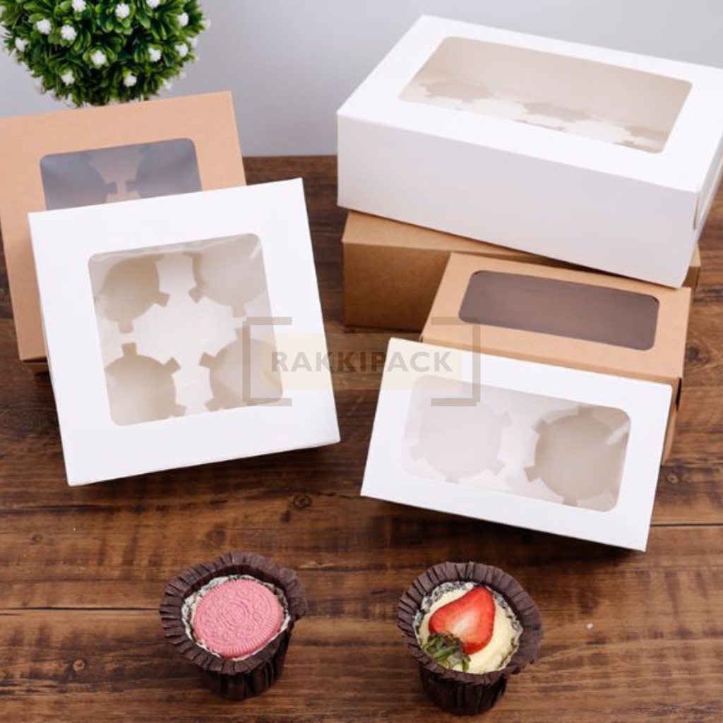 

Kotak cupcake box wadah roti karton ivory kraft tebal