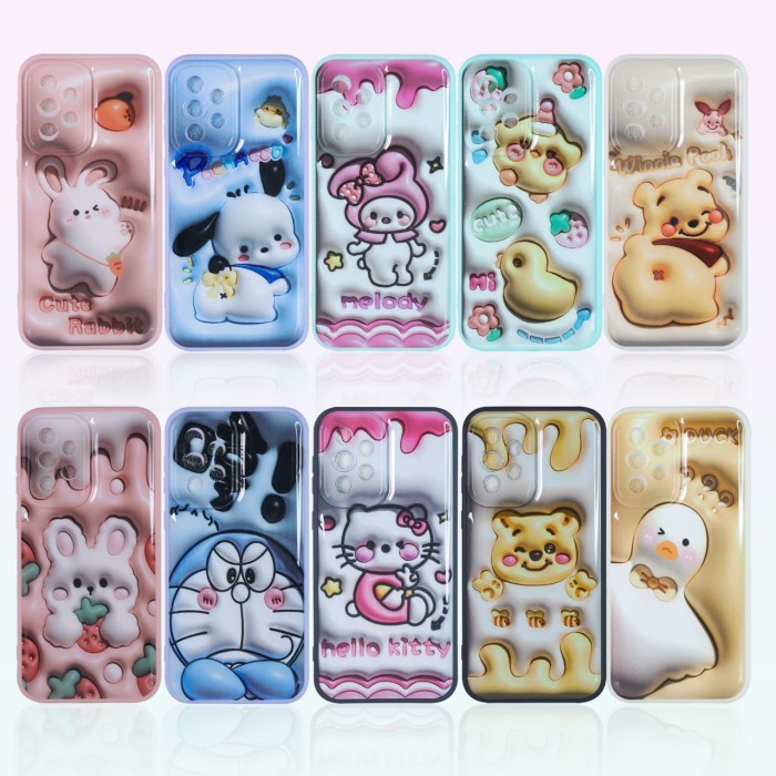 Softcase Motif 3D Vivo Y16/Y22/Y22S/Y35/Y51/Y53S/Y21/Y21S/Y33S/Y33T/Y12S/Y20Y20/Y20S/Y15/Y17/Y12/Y11/Y02 Case TPU Motif 3D Cartoon Tidak Timbul