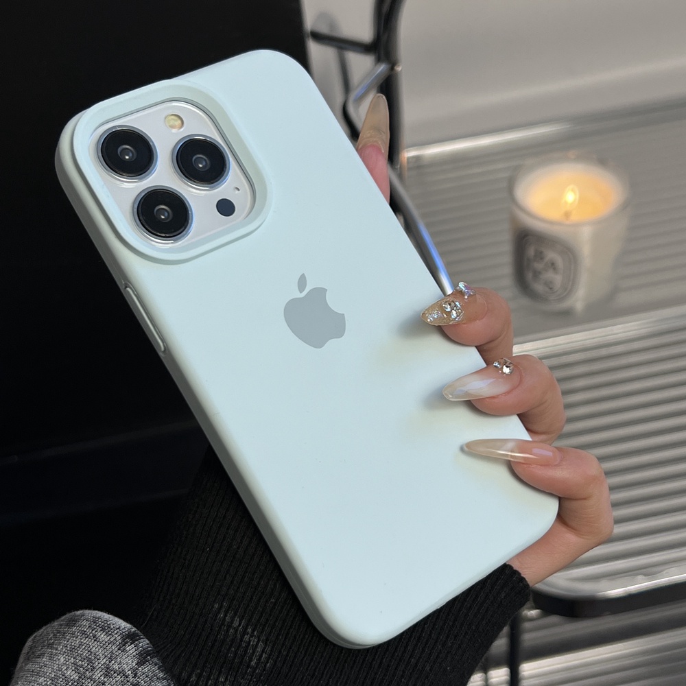 IPHONE Morandi Warna Casing Silikon Cair Iphone14 Plus Soft Case Untuk Iphone11 12 Pro Max13 14 Pro Max Full Cover Shockproof Soft Case