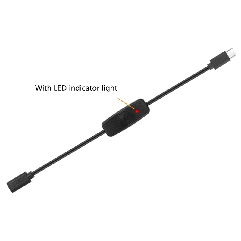 Bt Type-C Power Supply USBC Male to Female Kabel Ekstensi Saklar On Off 31cm