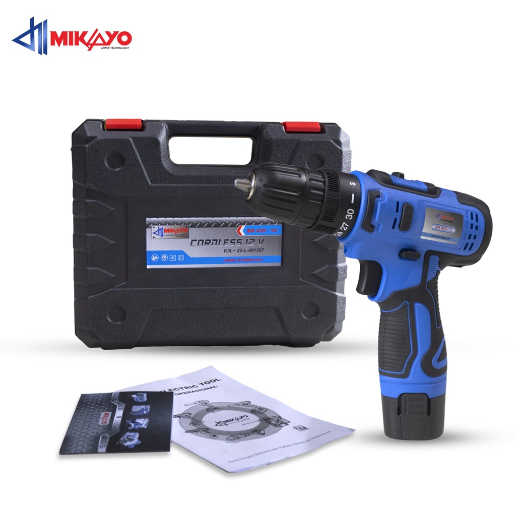 READY PROMO MIKAYO 12V MESIN BOR CAS 10 MM CORDLESS DRILL 2 BATERAI BOR 10MM CORDLESS DEWALT