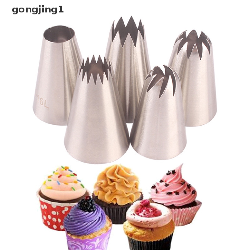 Ggg 6PCS/Set Cream Piping Nozzle Pastry Fondant Icing Tips Alat Baking Untuk ID Dapur