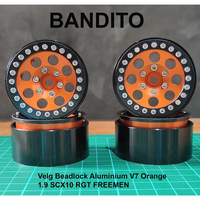 Bandito Velg Beadlock Aluminium V7 Orange 1.9 SCX10 RGT FREEMEN