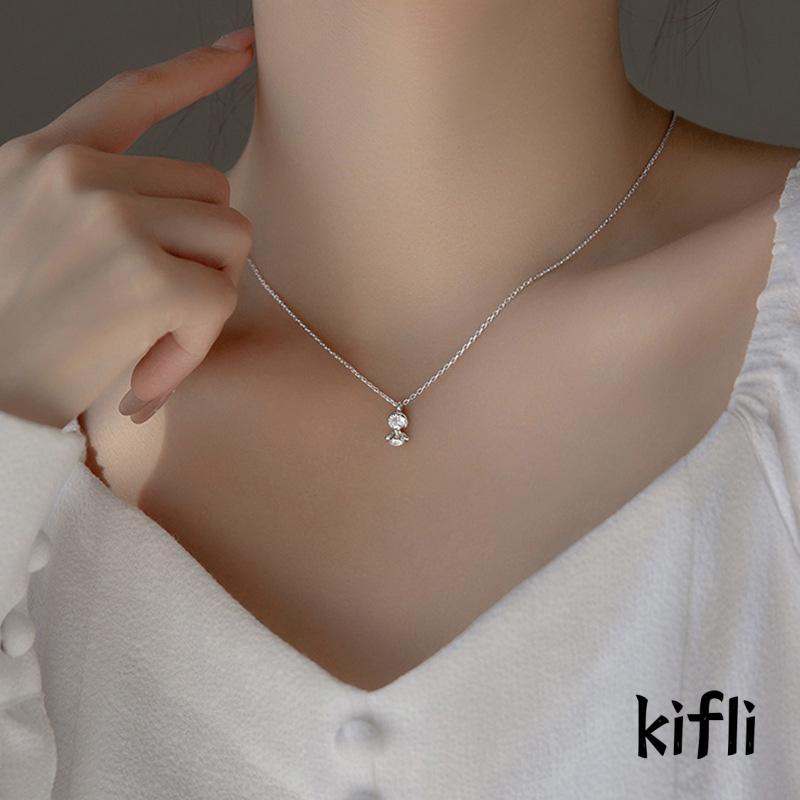 [KD] Berlian Bulat Minimalis Temperamen Cuaca Boneka Kalung Cahaya Mewah Kerah Rantai