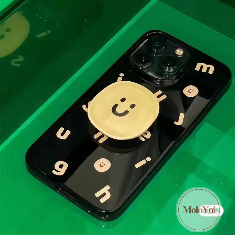 IPHONE Ins Simple Alphabet Letter Case Kompatibel Untuk Iphone7 8 Plus 11 13 14 12 Pro Max 7Plus XR X XS Max SE 2020 Smiley Lucu Glossy Halus Shockproof Lembut Tpu Penutup Belakang