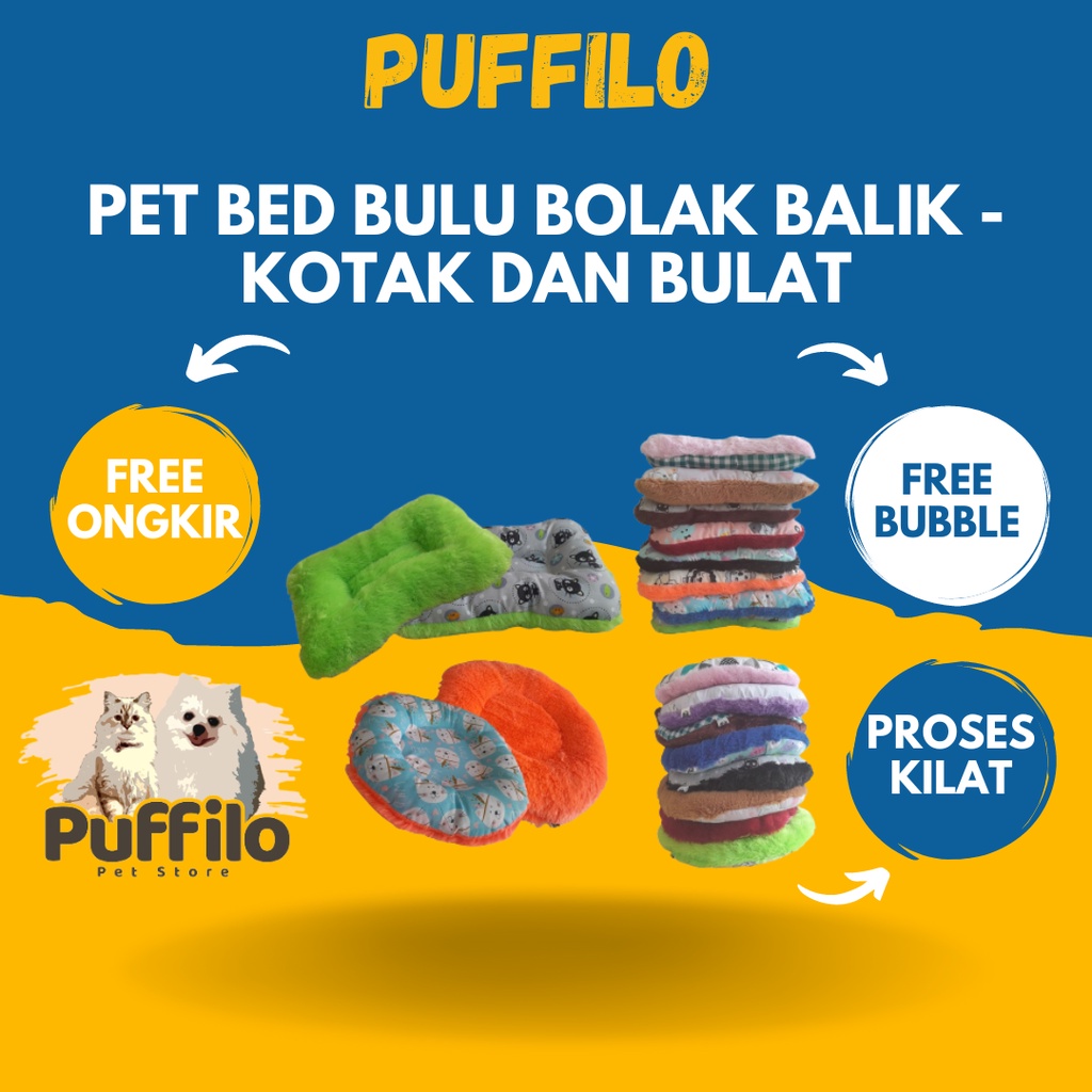 Pet Bed Bulu Bolak Balik Tempat Tidur Alas Kucing Anjing Premium Tebal