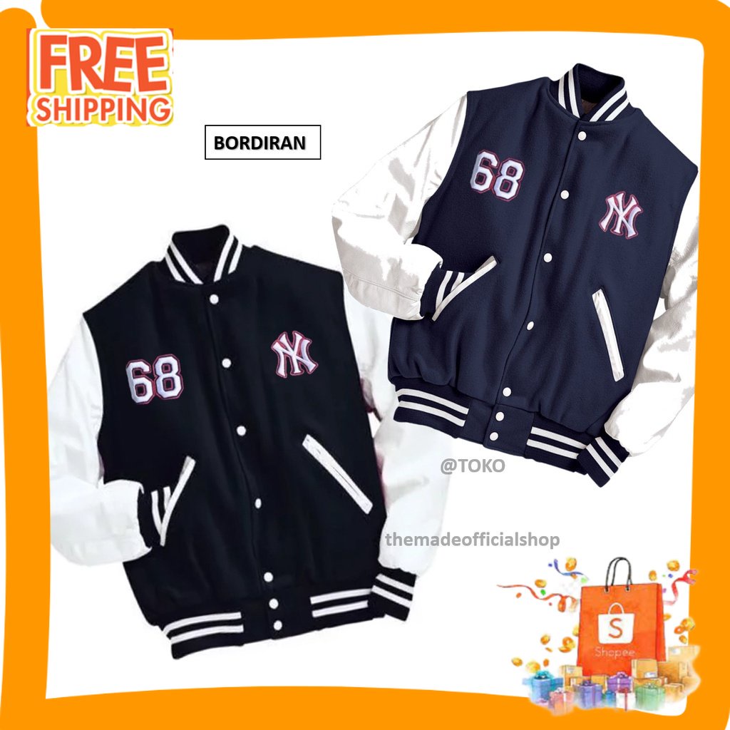 JAKET VARSITY FASHION NEW NONGKRONG/ Jaket Baseball NY Motif Bordir Original / Jaket Baseball Varsit