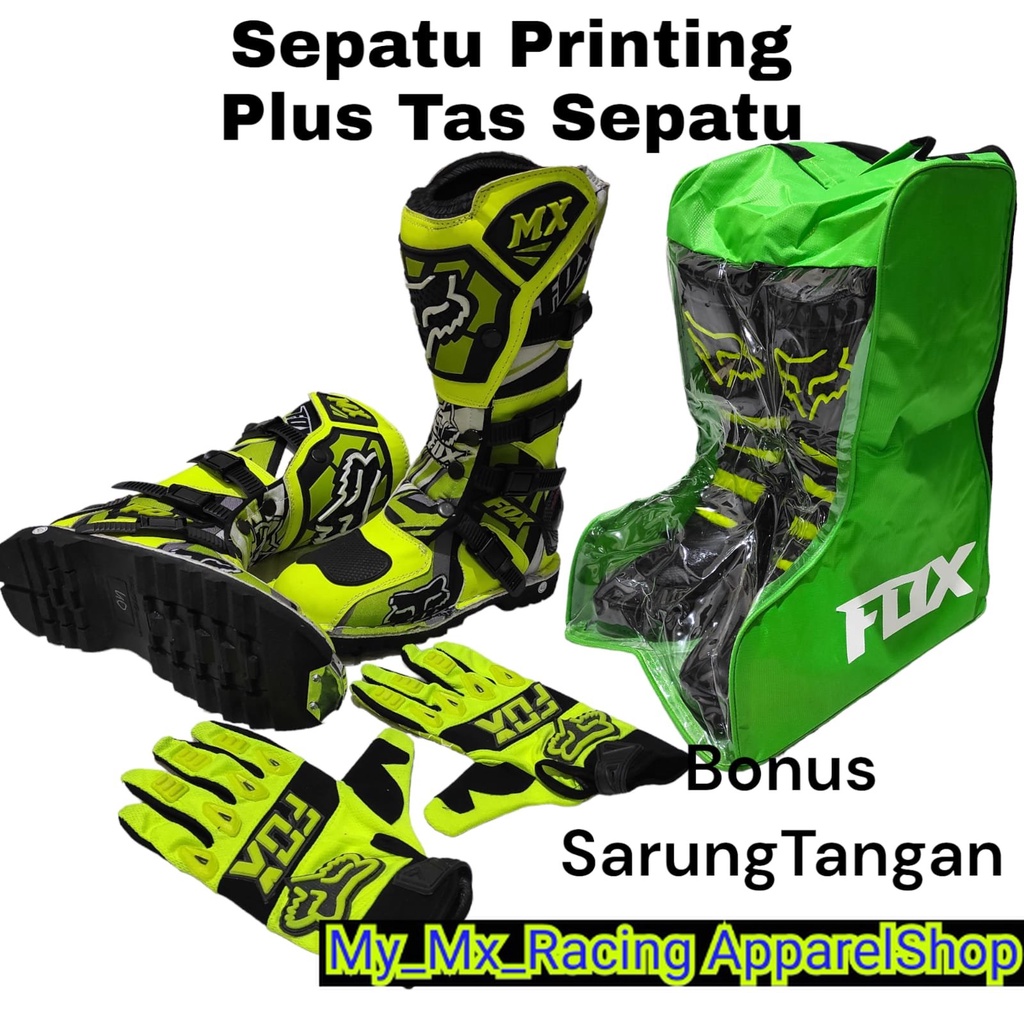 sepatu trail cross printing plus tas buat sepatu bonus sarung tangan satu set sepatu trabas or adventure dan tas satu set cocok dan keren sepatu gunung FLOU