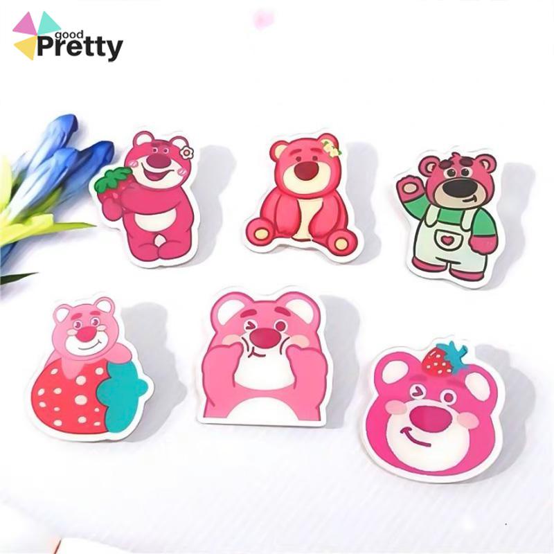 Lencana Aksesoris Pakaian Kepribadian Bros Akrilik Kartun Beruang Stroberi Lucu Lencana - PD