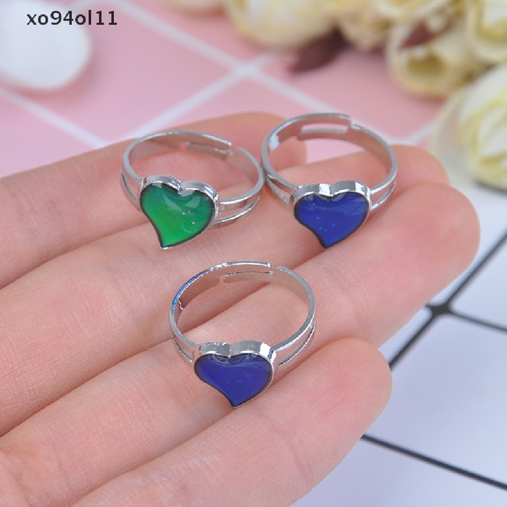 Xo Mood ring band Berubah Warna by temperature ajustable heart  Ol
