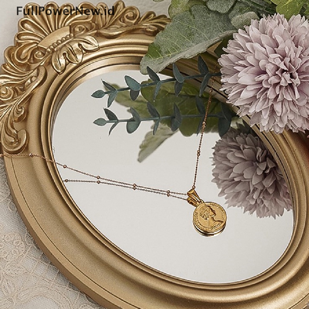 Power 1Pc Cermin Dinding Vintage Gantung Hias Retro Dekorasi Rumah Meja Oval Mirror ID