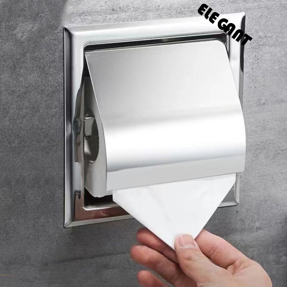 [Elegan] Tissue Box Stainless Steel 1Pcs Aksesori Kamar Mandi Dengan Penutup Tertanam Concealed Toilet Paper Holder