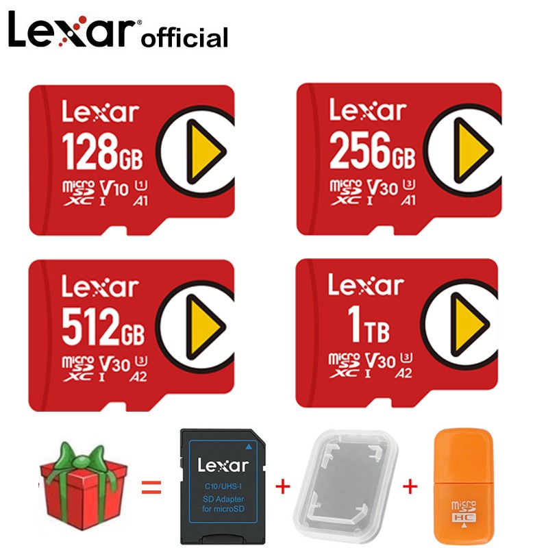 Original Lexar Play Micro SD Card 1TB 512GB 256GB 128GB SDXC Memory Card UHS-I V30 A2 Kartu TF Untuk Konsol Game Nintendo Switch