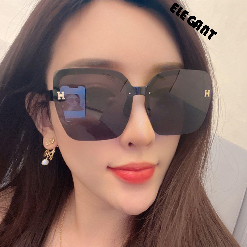 [Elegan] Setengah Bingkai Kacamata Hitam Pria Vintage Vision Care UV400 Poligon Setengah Bingkai Wanita Eyewear