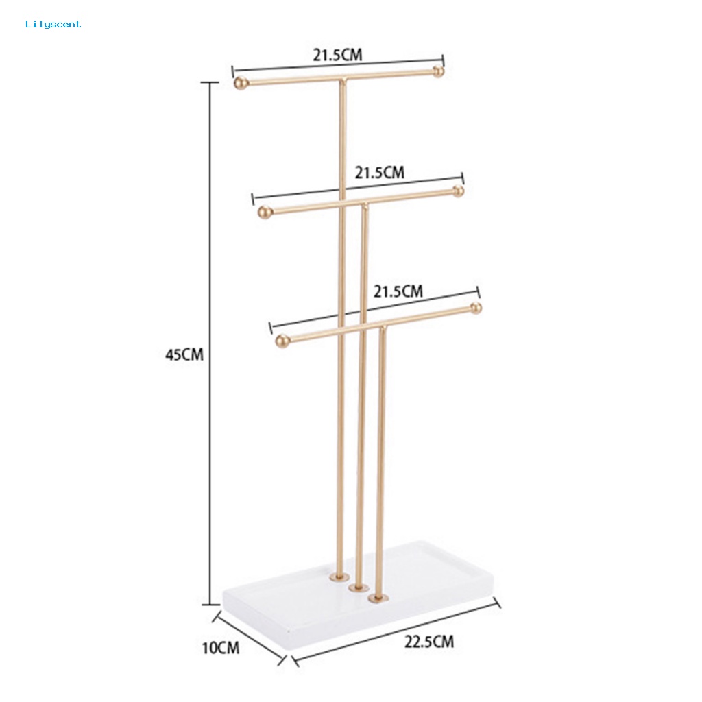 Lilyscent Rak Display Perhiasan Ringan Aksesori Perhiasan Berbentuk T Cincin Jam Gelang Rak Penyimpanan Tiga Tingkat