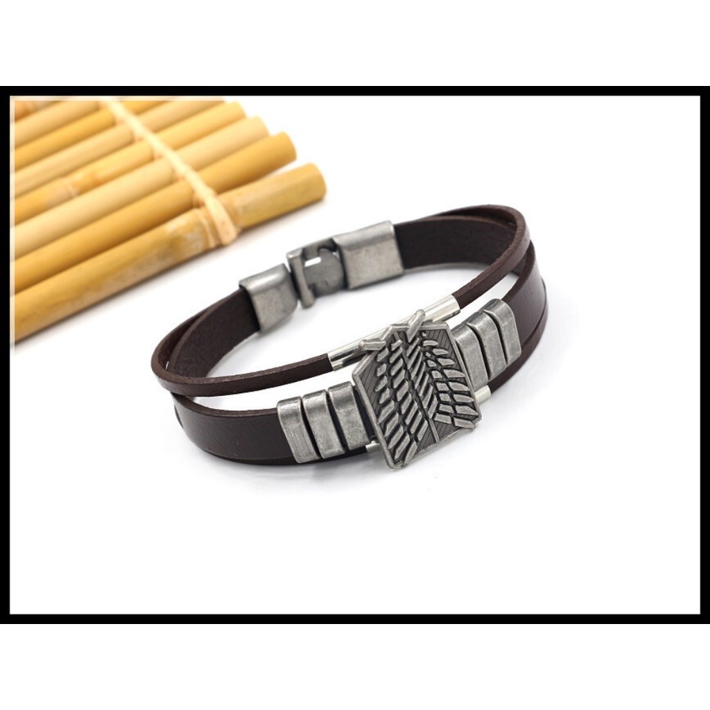 [Z H Perhiasan] Vintage Rock Mencolok Raksasa Kulit Asli Gelang Pria Dan Wanita Fashion Stainless Steel Multilayer Manik-Manik PU Gelang Punk Pesta Perhiasan Aksesoris