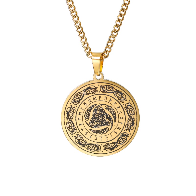 Z H Perhiasan Vintage Nordic Viking Irlandia Konsentrik Simpul Liontin Fashion Pria Anti Karat Kalung Hip Hop Baja Titanium Aksesoris Pesta