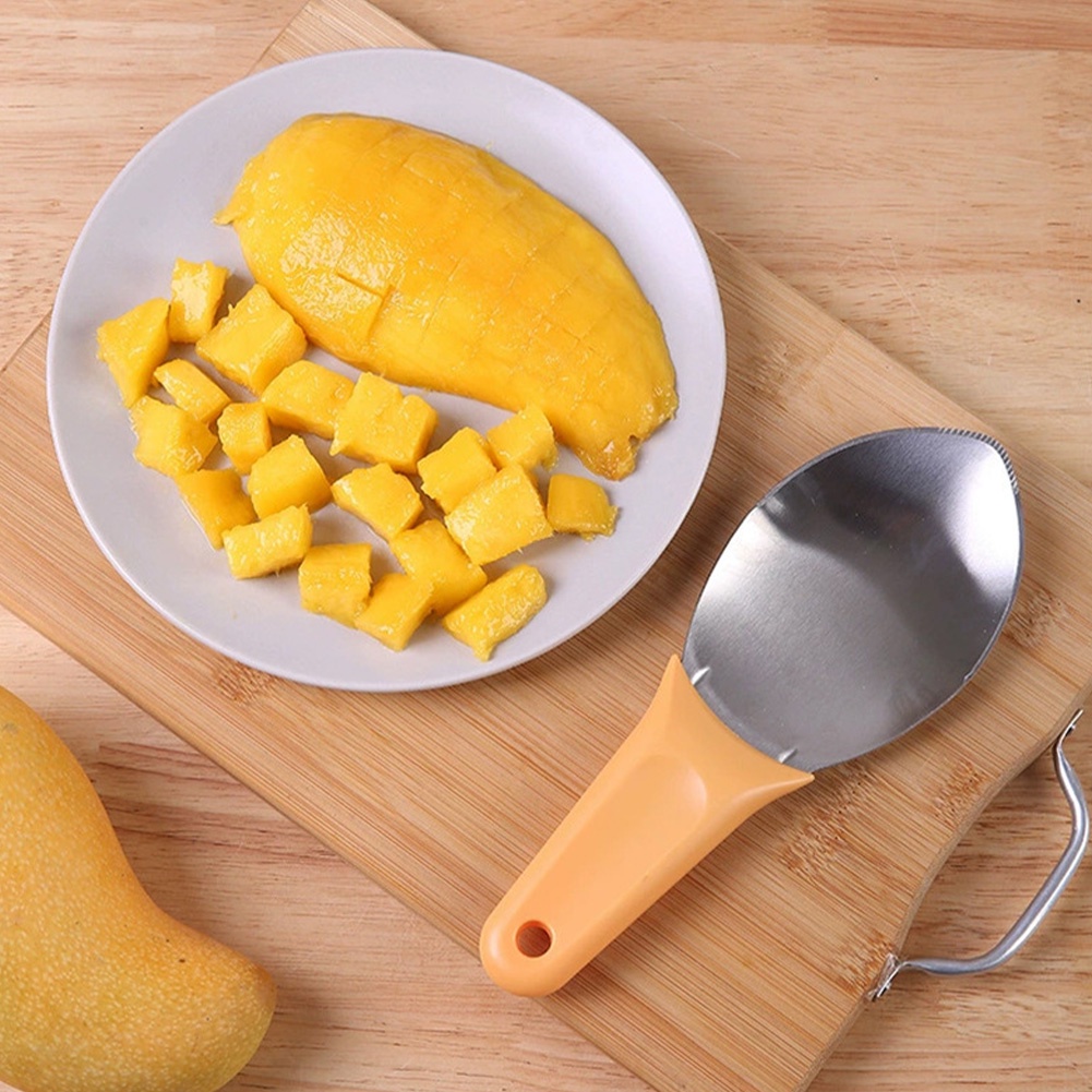 1pc Alat Dicing Pengupas Mangga Semangka Pisau Khusus Mangga Portable Stainless Steel Gadget Dapur